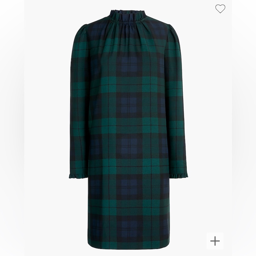 J. Crew NWT tartan ruffle neck shift dress, 14